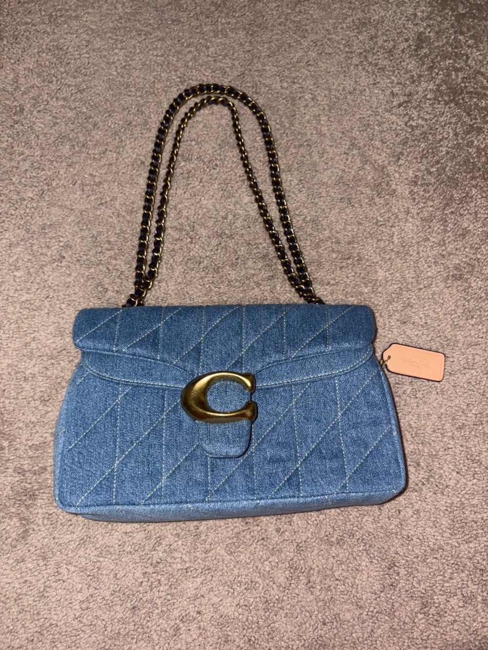 Coach Quilted Tabby 26 Medium Denim Shoulder Bag